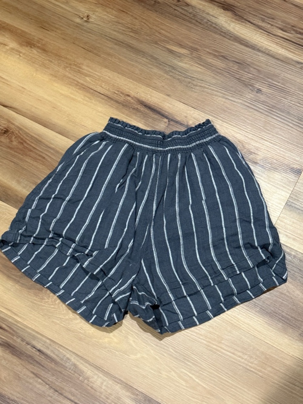 Universal Thread Blue and White Striped High-Waist Smocked Shorts